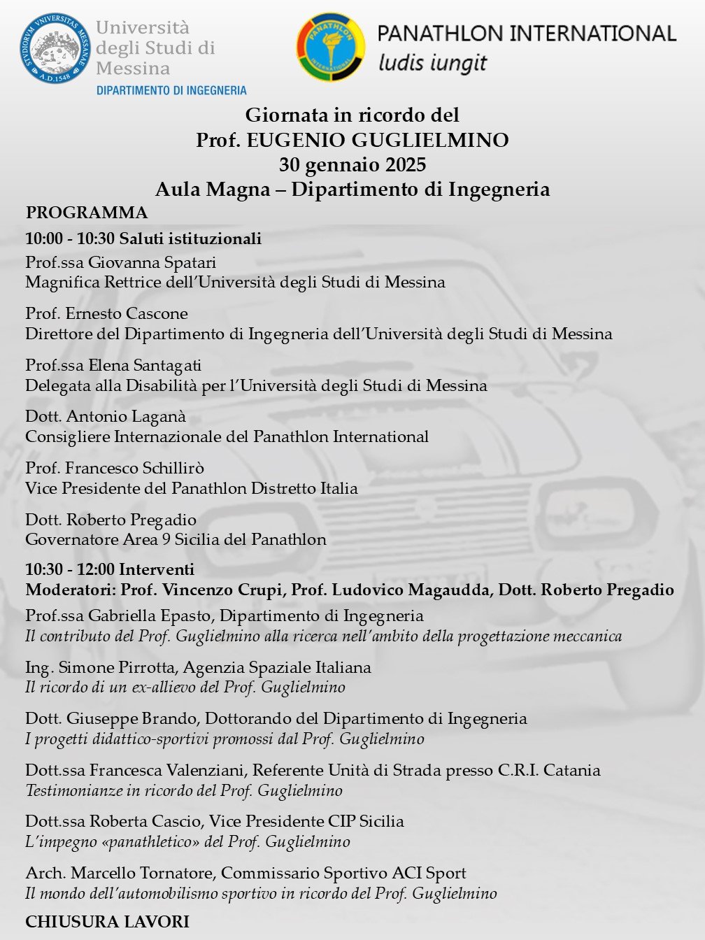 Programma Giornata in ricordo del Prof. Eugenio Guglielmino